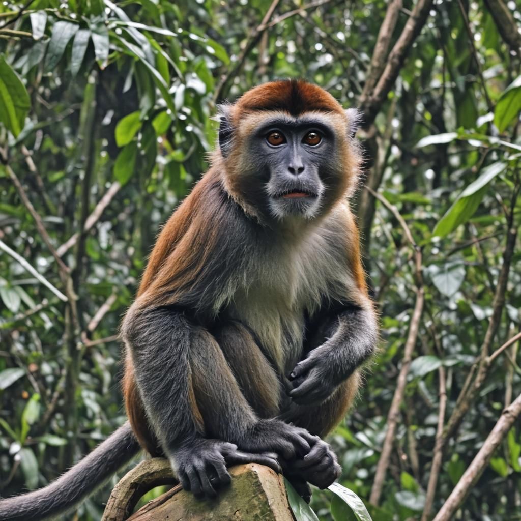 Sumatran Monkey Portrait in Natural Habitat