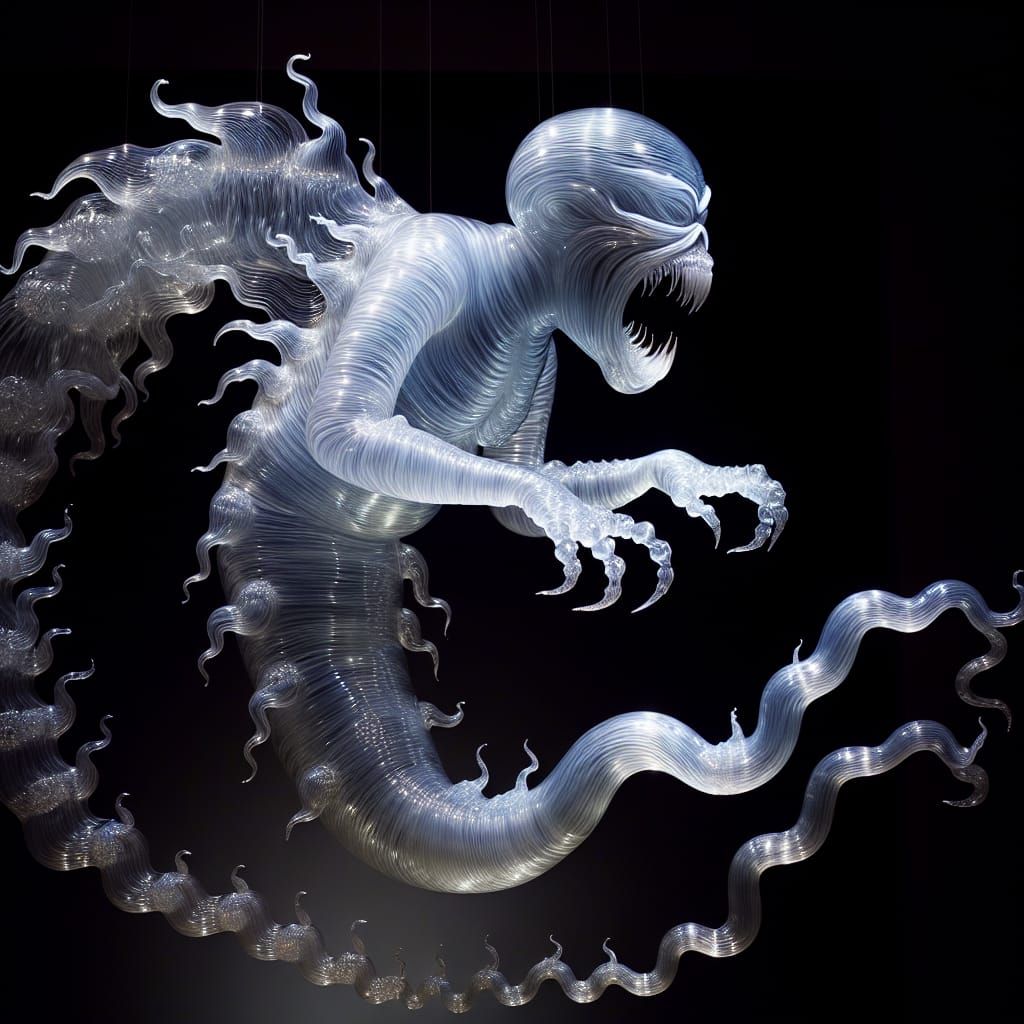 Blown Glass Sculpture of a Hungry Ghost