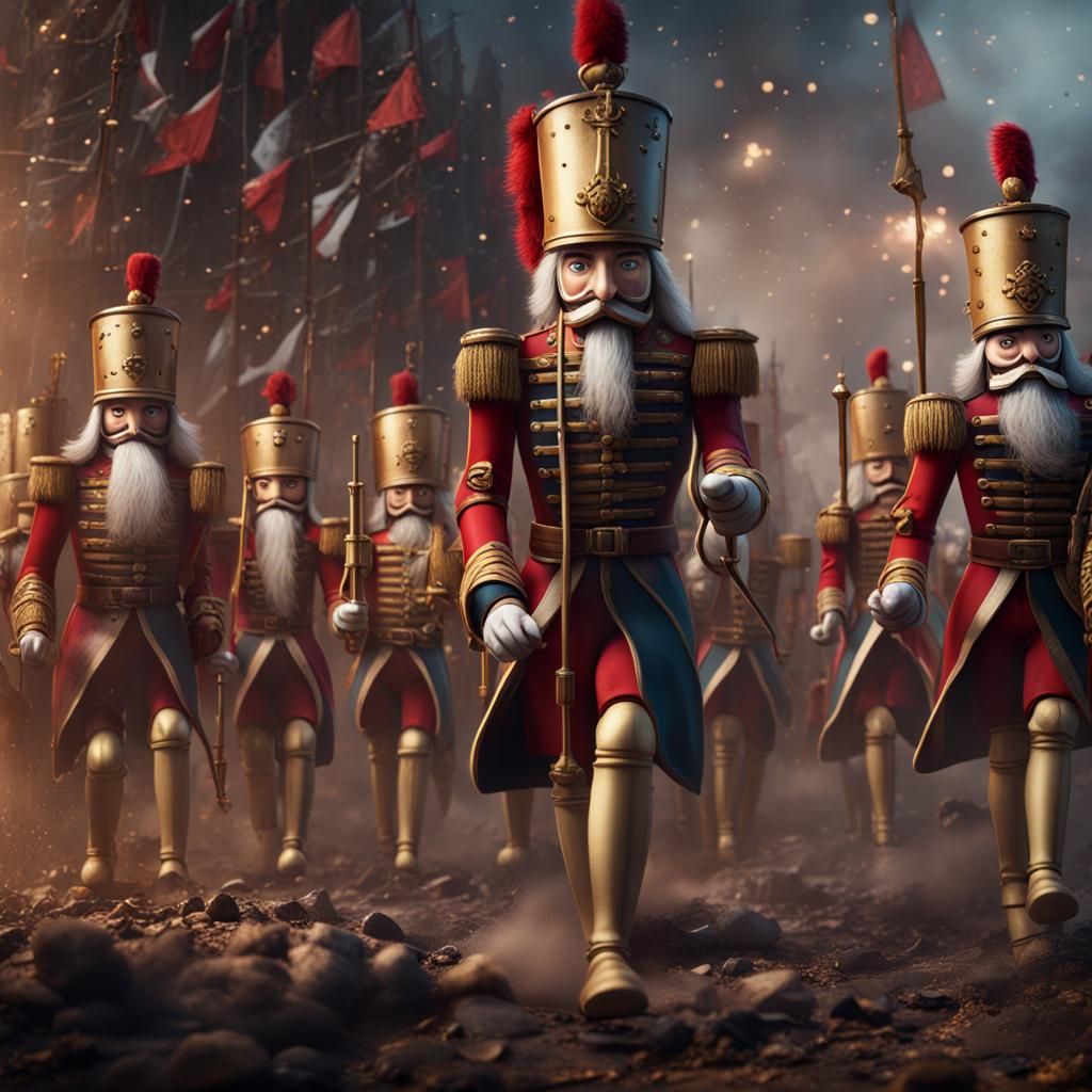 Nutcrackers Marching to War in Detailed Matte Painting
