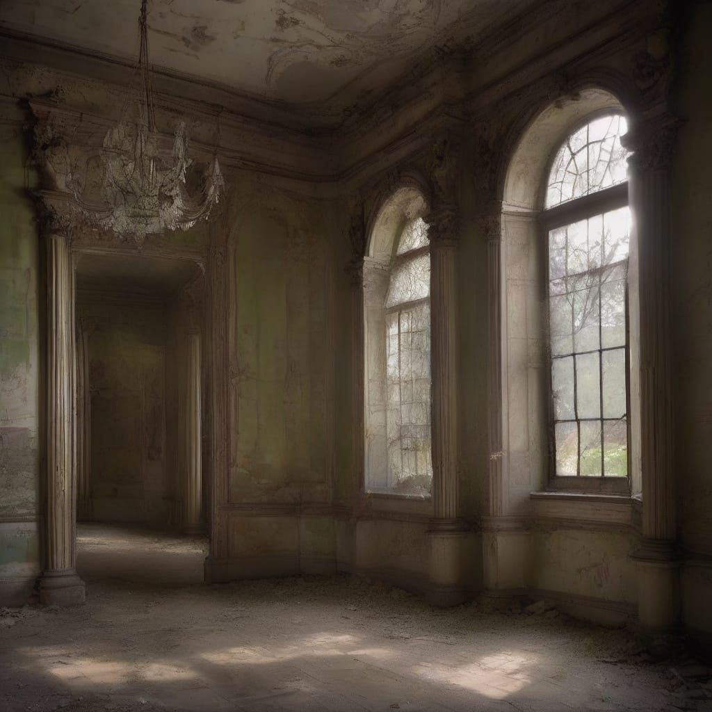 Enchanted Abandoned Ballroom with Phantom Ballerinas