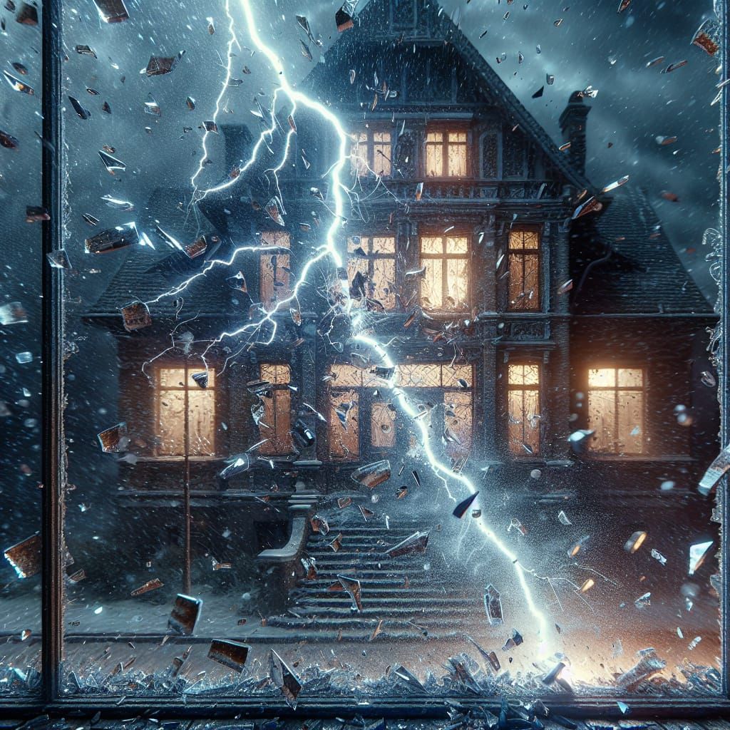 Lightning Shatters Window in Dramatic Digital Painting