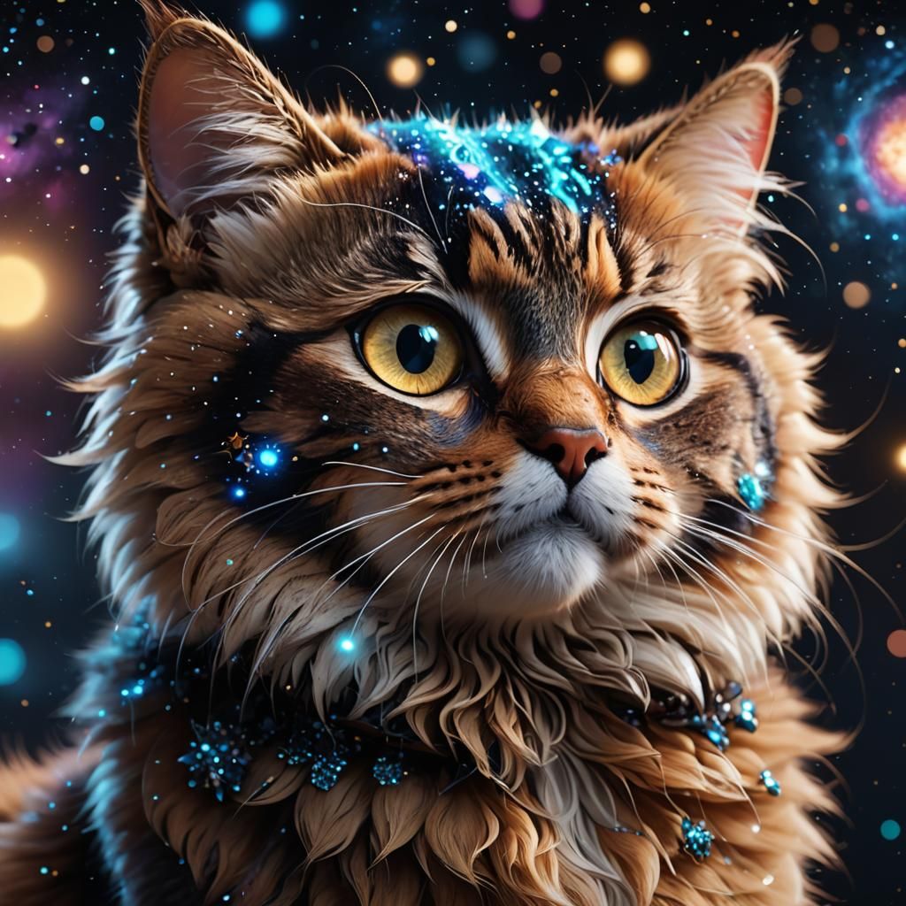 Cosmic Cat: Ultra-Cute with Galaxy Eyes