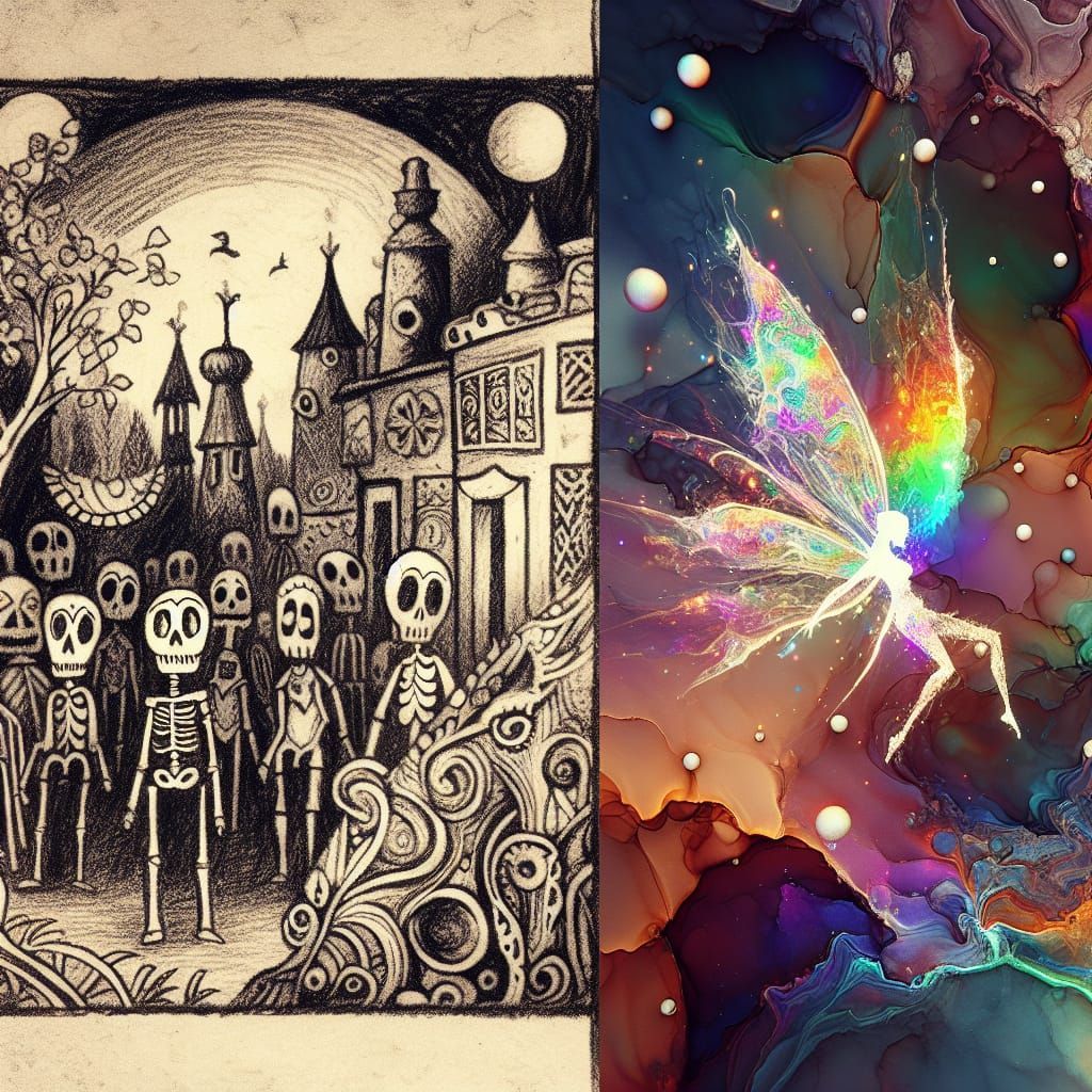 Child's Drawing Meets Rayograph with Luminous Fairy