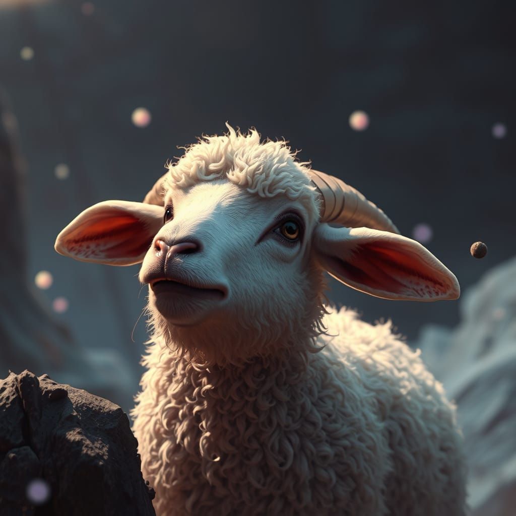 Nervous Lamb About to be Sheared: Matte Painting