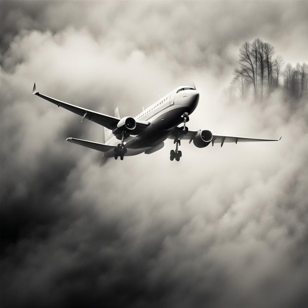 Monochromatic Plane Soaring Through Smoky Fog