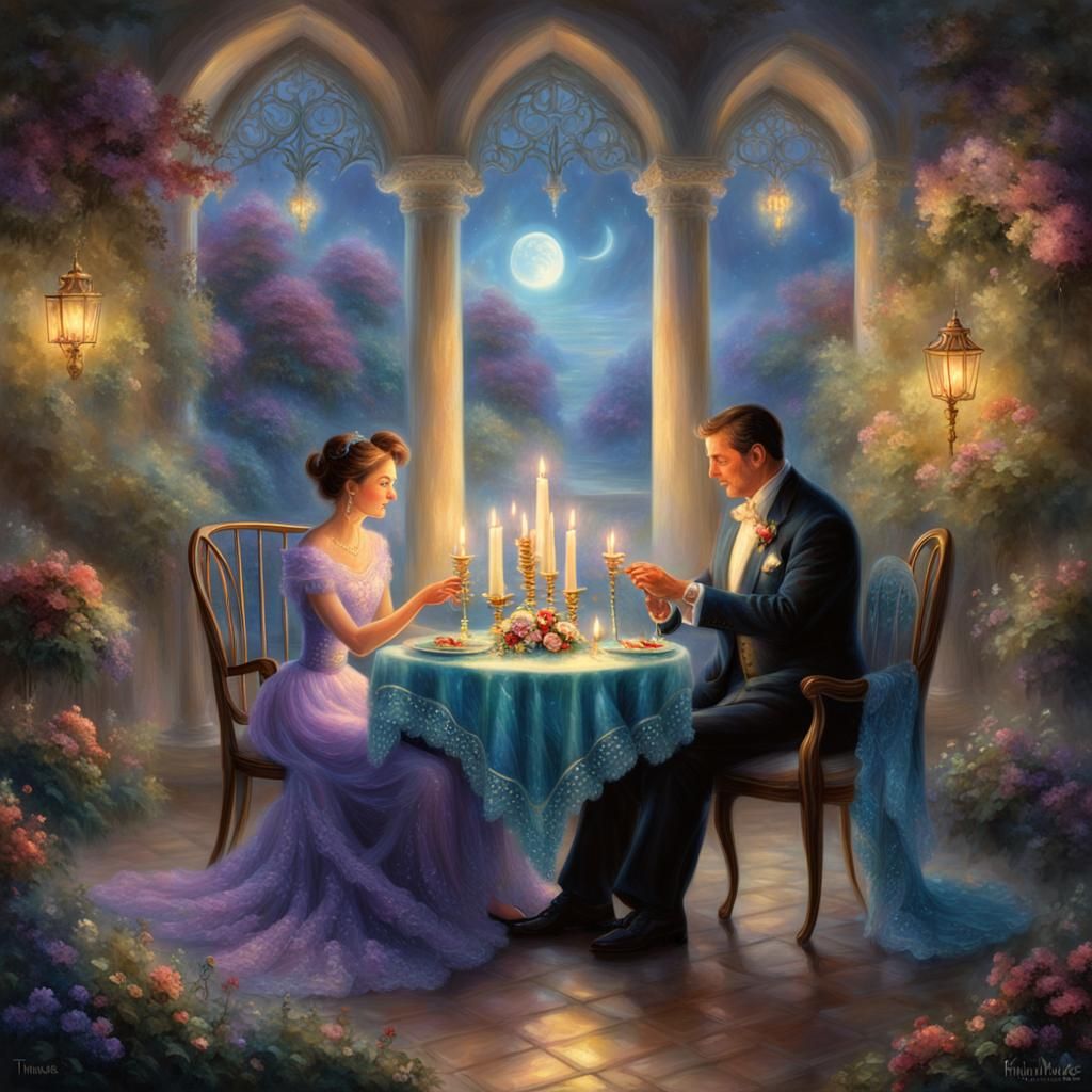 Romantic Anniversary Dinner in Ethereal Fantasy Style