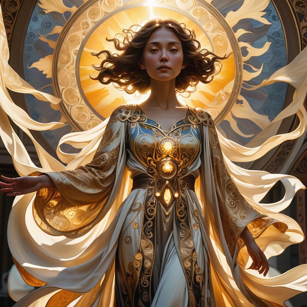 Mystical Renaissance Woman in Radiant Light