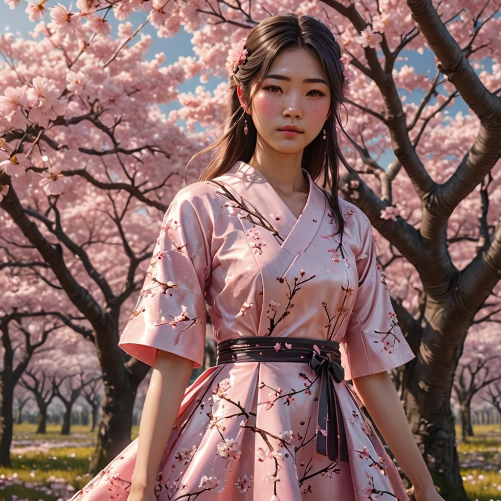 Sakura Teenager in Autumn: Detailed 3D Anime Art