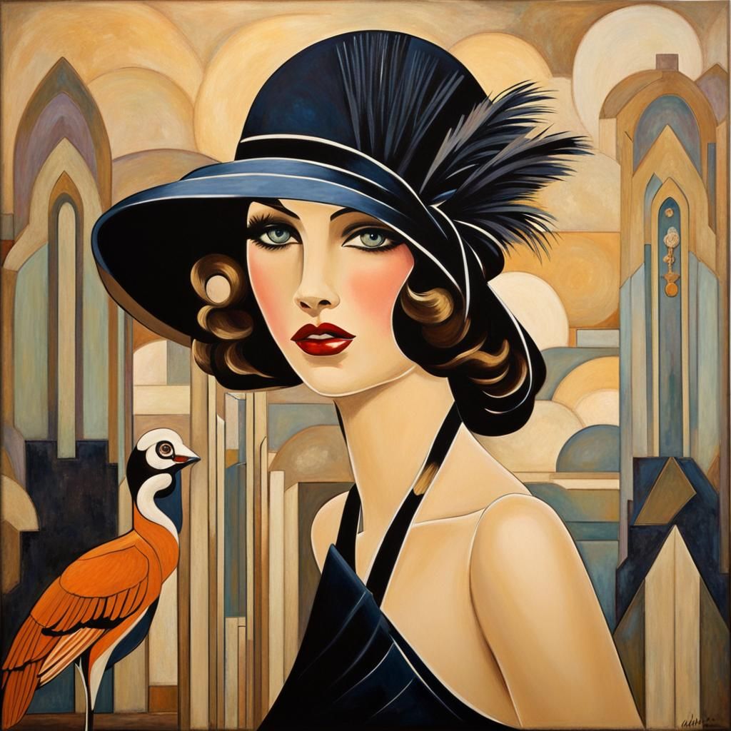 Art Deco Flapper Women in 1920s Style
