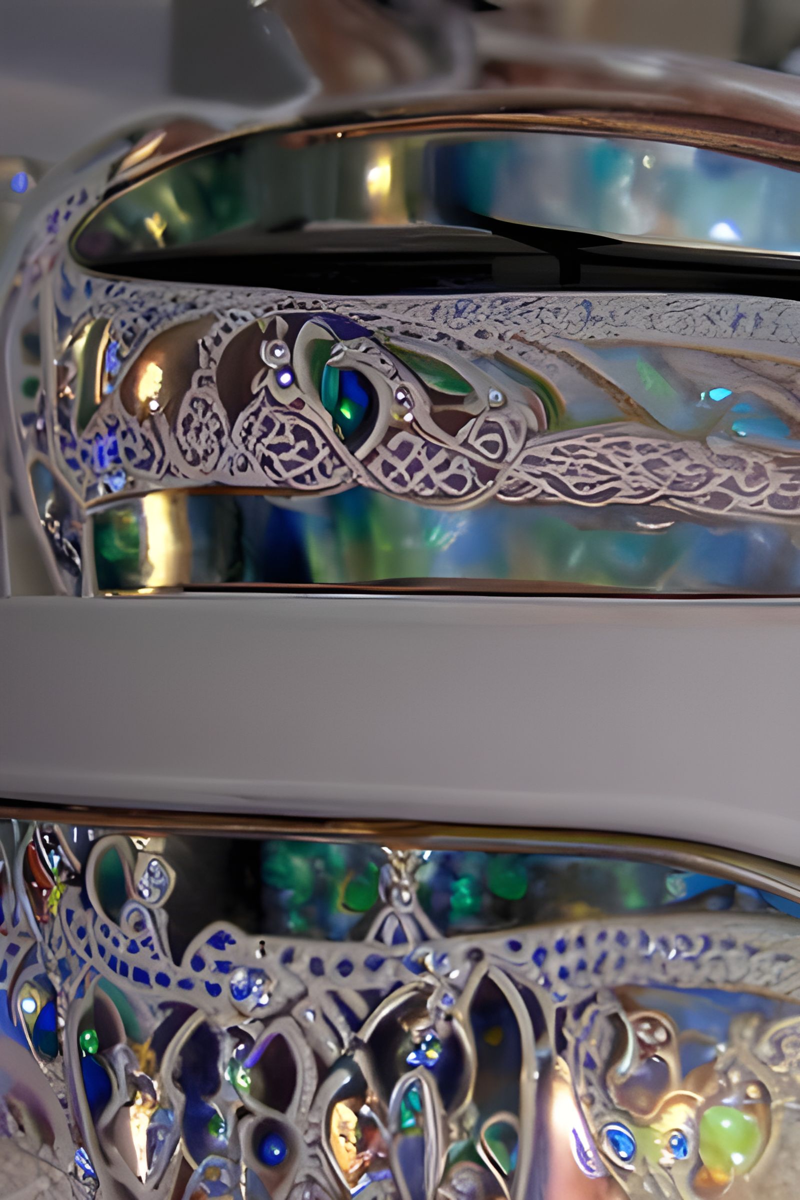 Luminous Iridescent Filigree Design: Highly Detailed