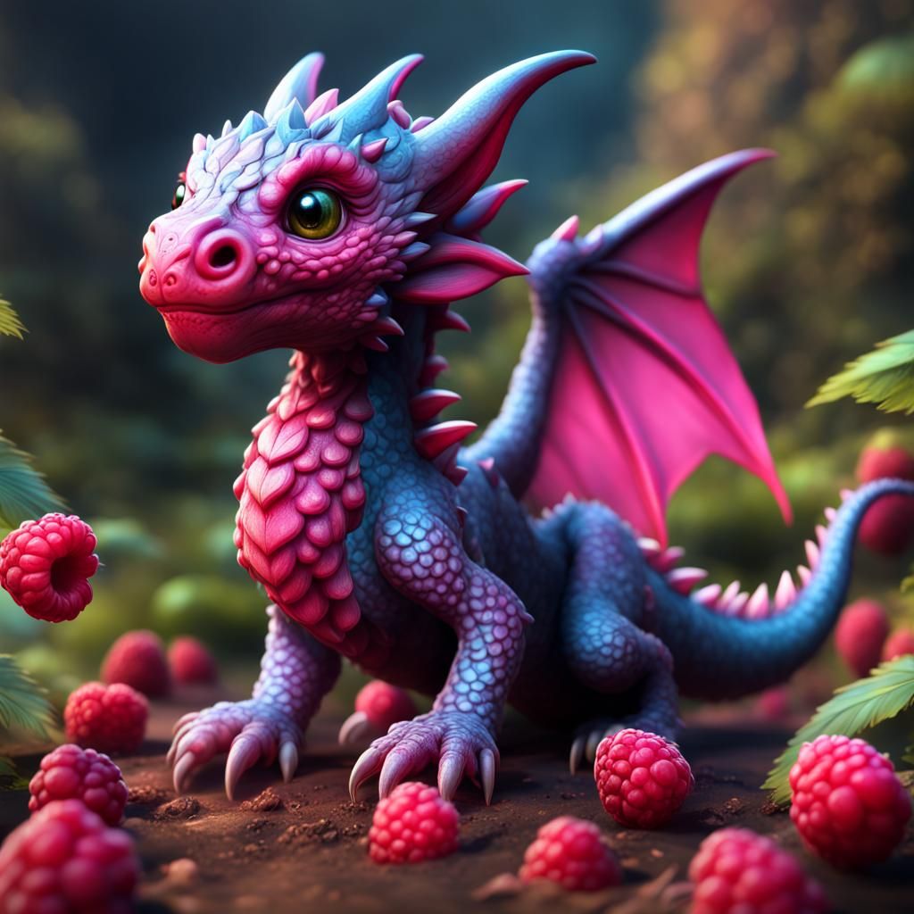 Raspberry Baby Dragon Fantasy Concept Art