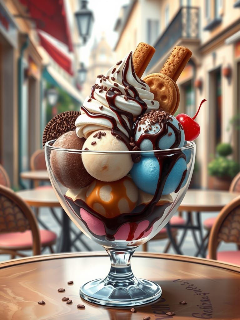 Colorful Ice Cream Fantasy in Frosted Glass