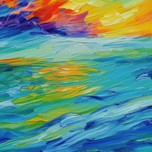 Ocean Life in Expressionist Neo-Impressionism Style