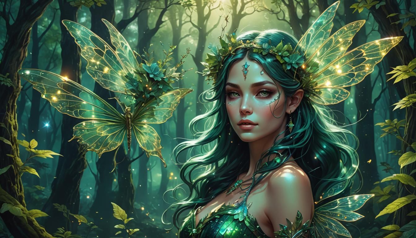 Fantasy Fairy in Astral Cosmic Forest