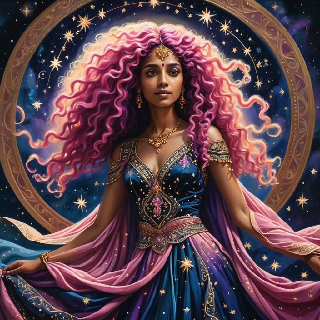 Celestial Indian Woman in Baroque Fantasy Art
