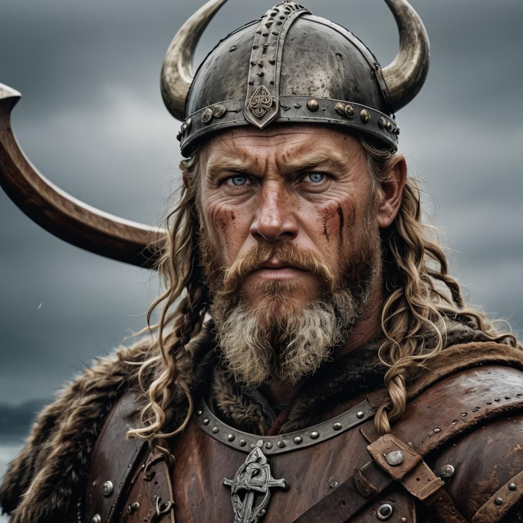 Viking King Portrait with Battle Axe