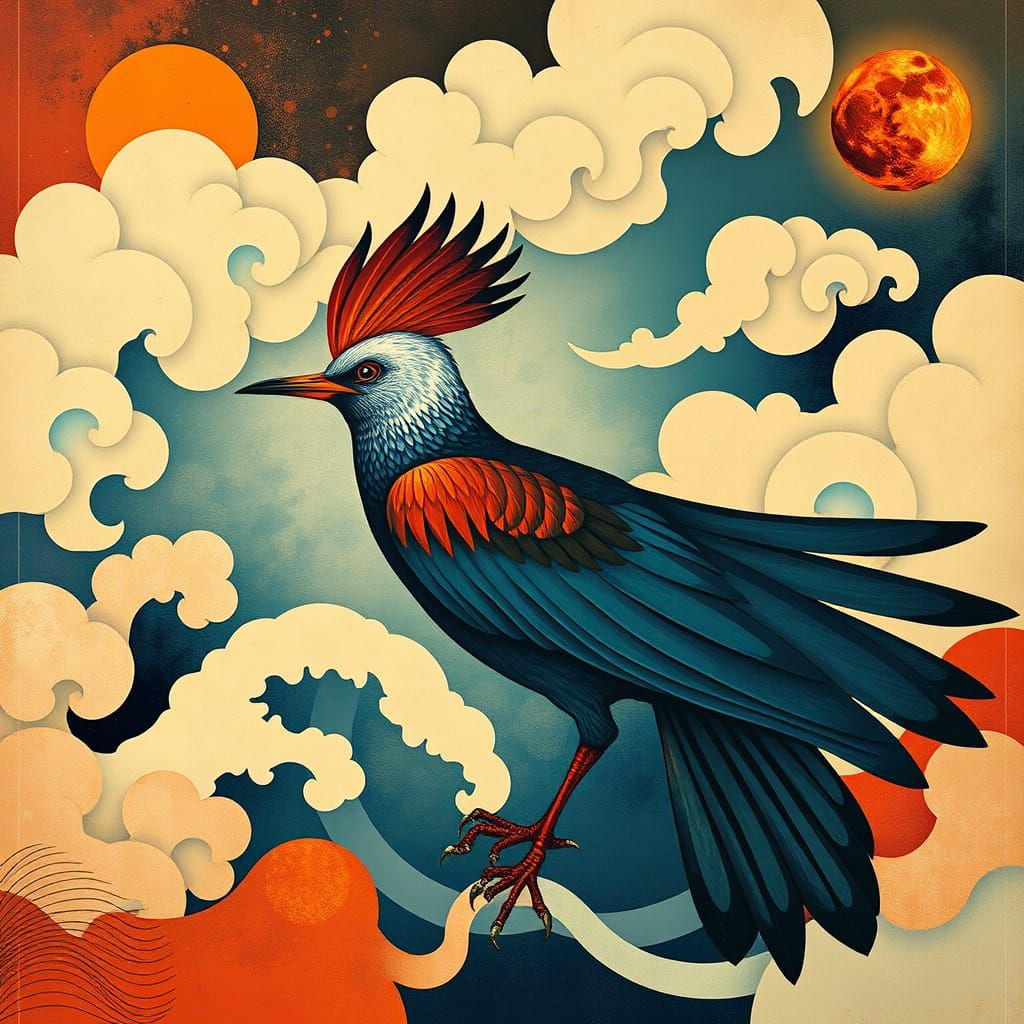 Majestic Bird Soaring in Abstract Dreamscape