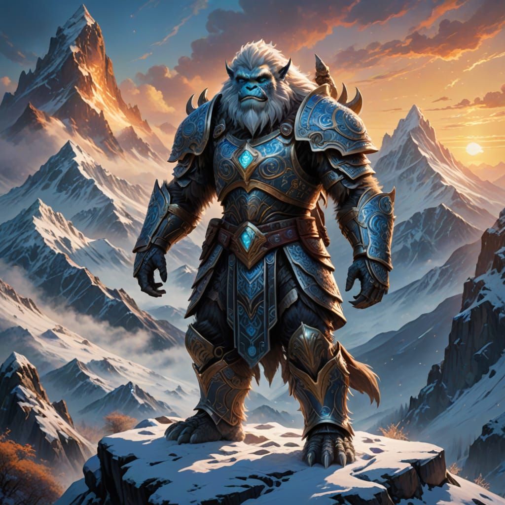 Majestic Yeti Warrior in Vibrant Oil Painting
