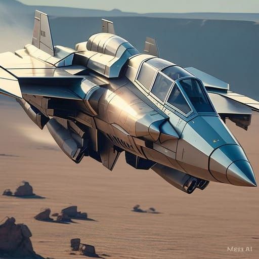 Sleek Silver Fighter Craft in Metallic Finish