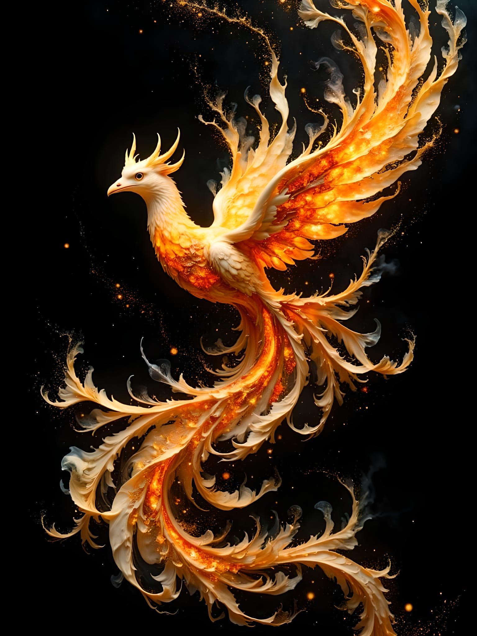 Burning Phoenix: Abstract Light Strand Concept Art