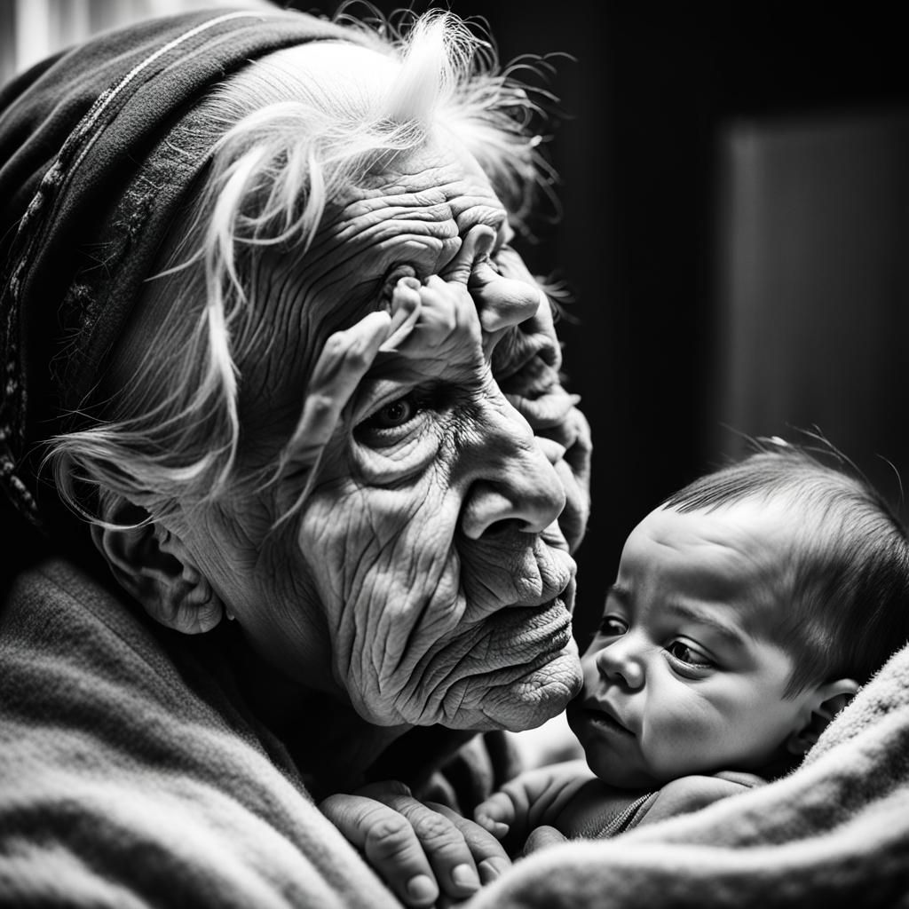 Touching Portrait: Great-Grandmother Meets Great-Great-Grand...