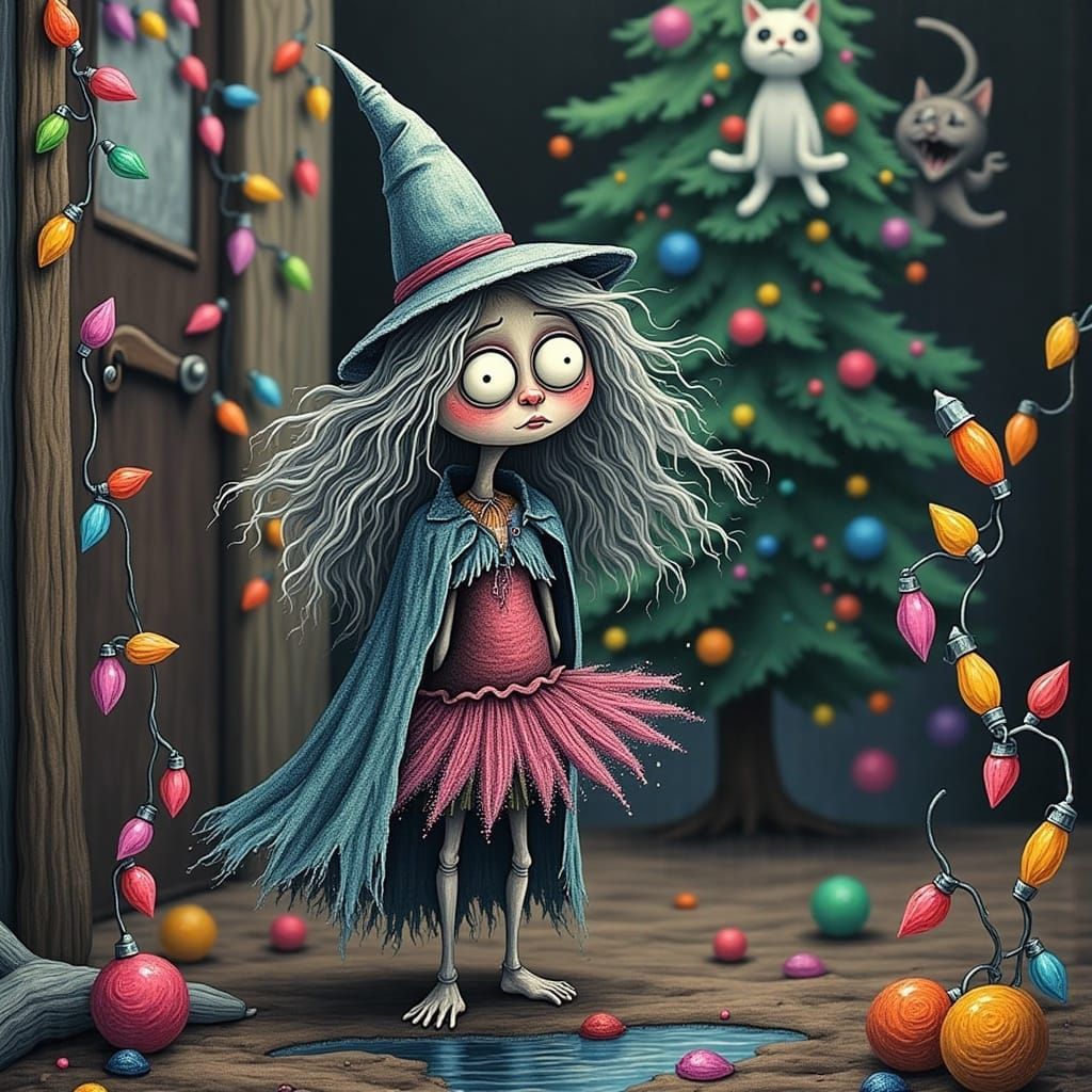 Whimsical Fairy Godmother in Festive Holiday Scene