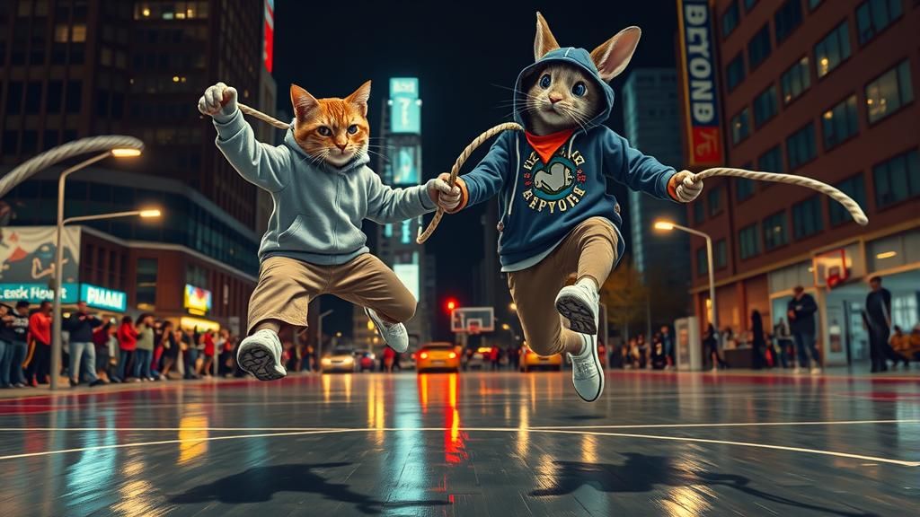 Cat vs Rabbit: Double Dutch Street Art Battle