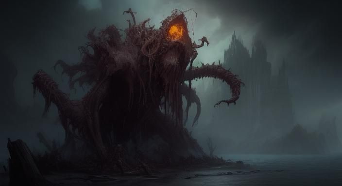 Sinister Treasure Washed Ashore: Gothic Dark Fantasy Art