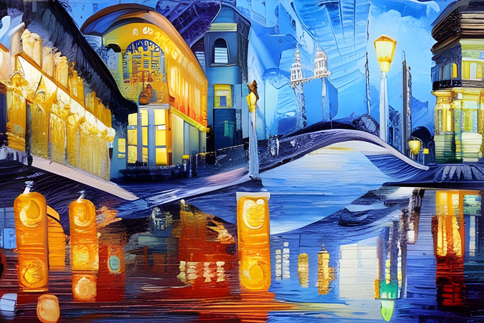 Neo-Impressionist Architecture Perspective Drawing