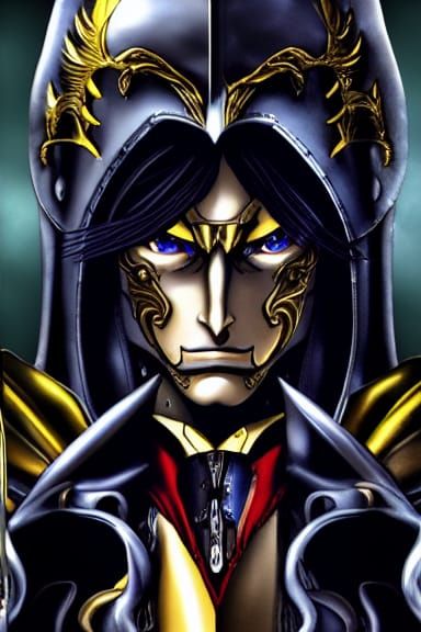Alucard in Golden Armor: 3D Animation Portrait