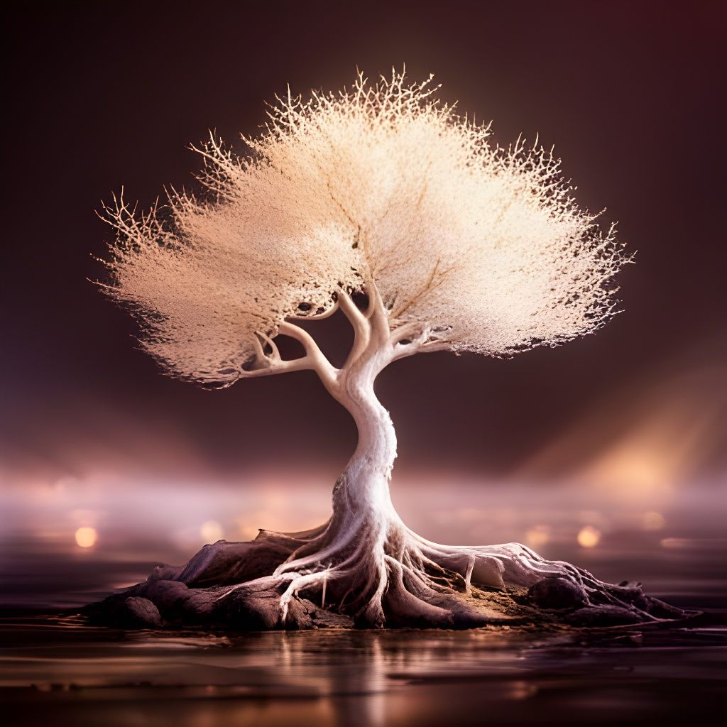 Magical Tree with Golden Leaves in Photorealistic CGI