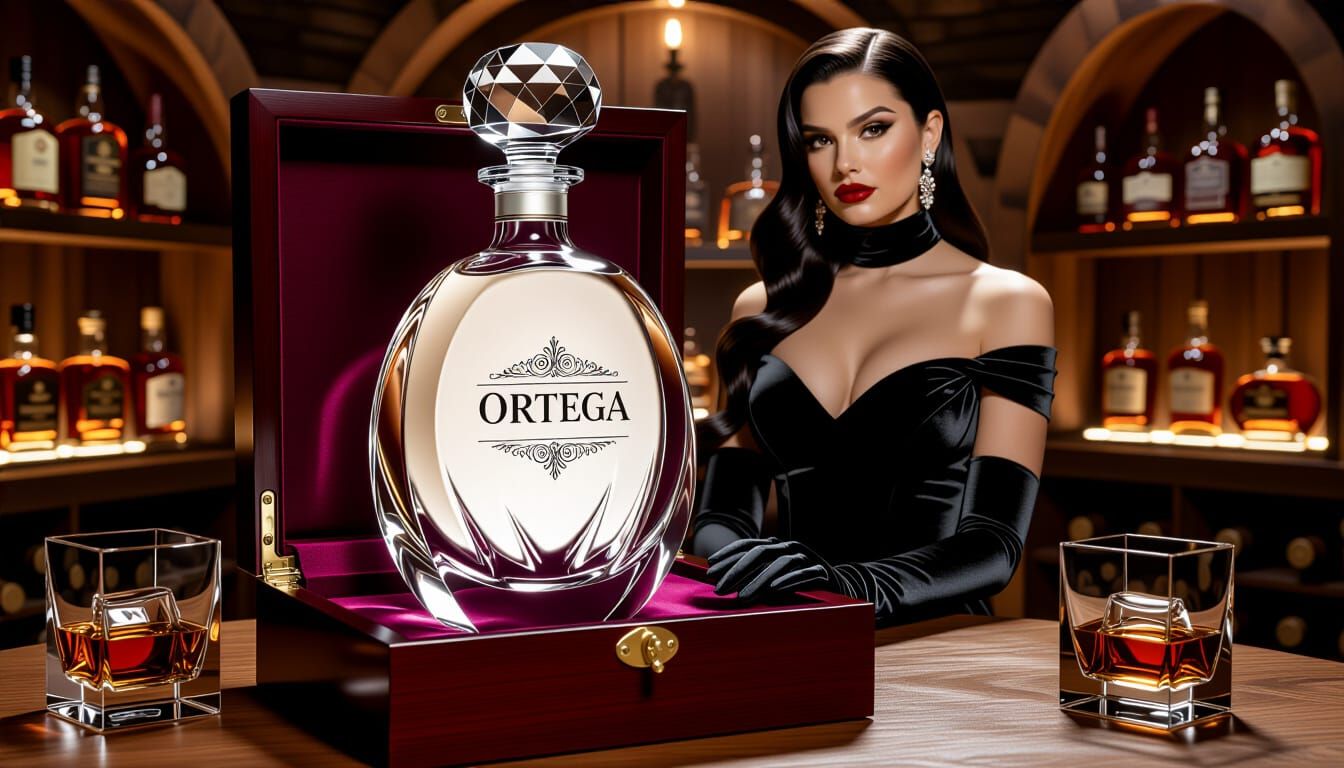 Crystal Whiskey Bottle Held by Disembodied Hand