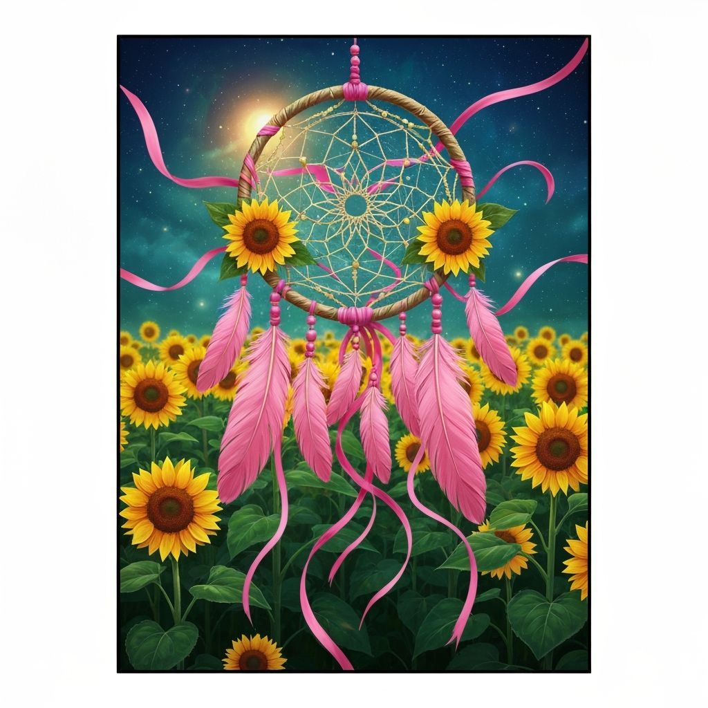 Sunflower Dreamcatcher in Cosmic Astral Style