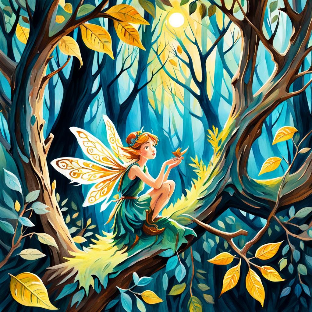 Enchanted Forest Fairy: Gouache Illustration in Impressionis...