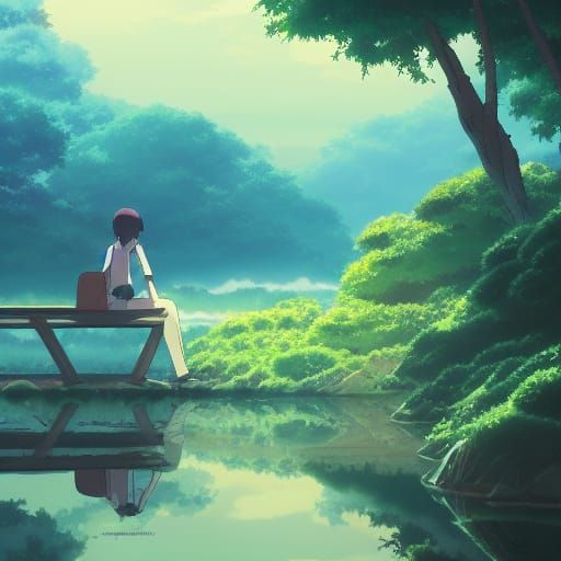 Tranquil Anime Key Visual in Studio Ghibli Style