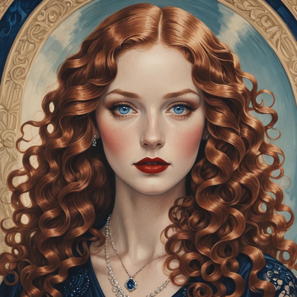 Portrait of a Woman with Reddish Blonde Curls