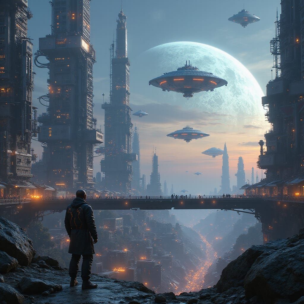 Futuristic Metropolis in Neon Glory