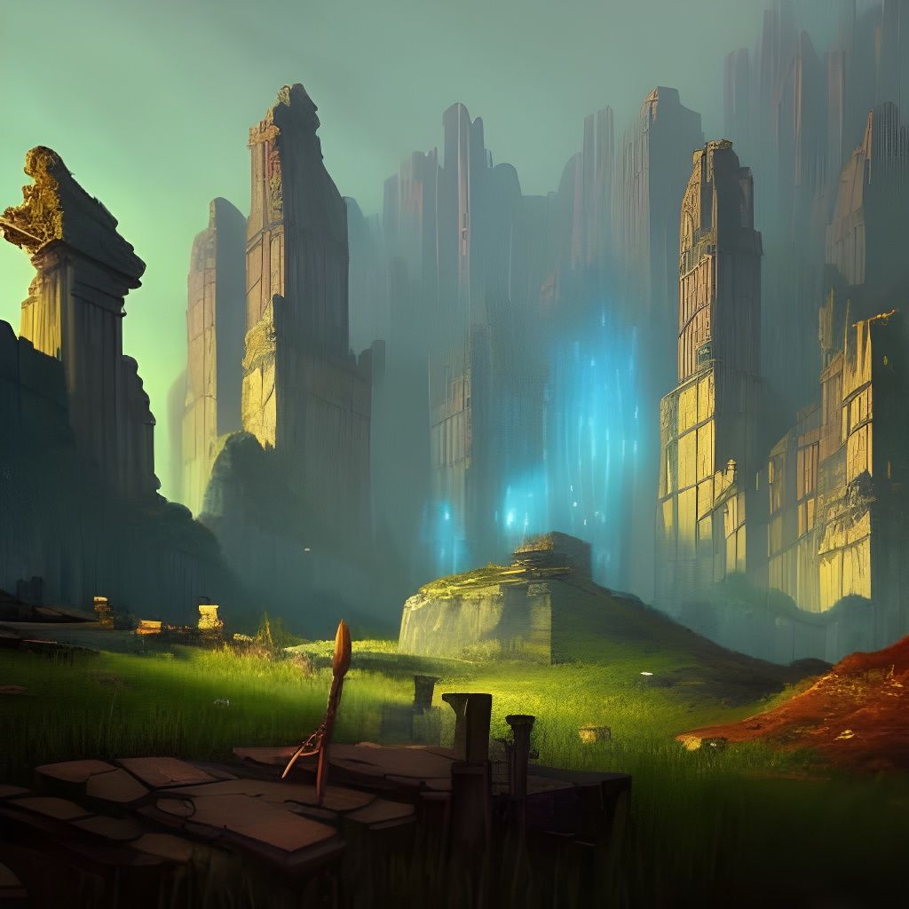 Magical Elven Ruins in Ghibli Style