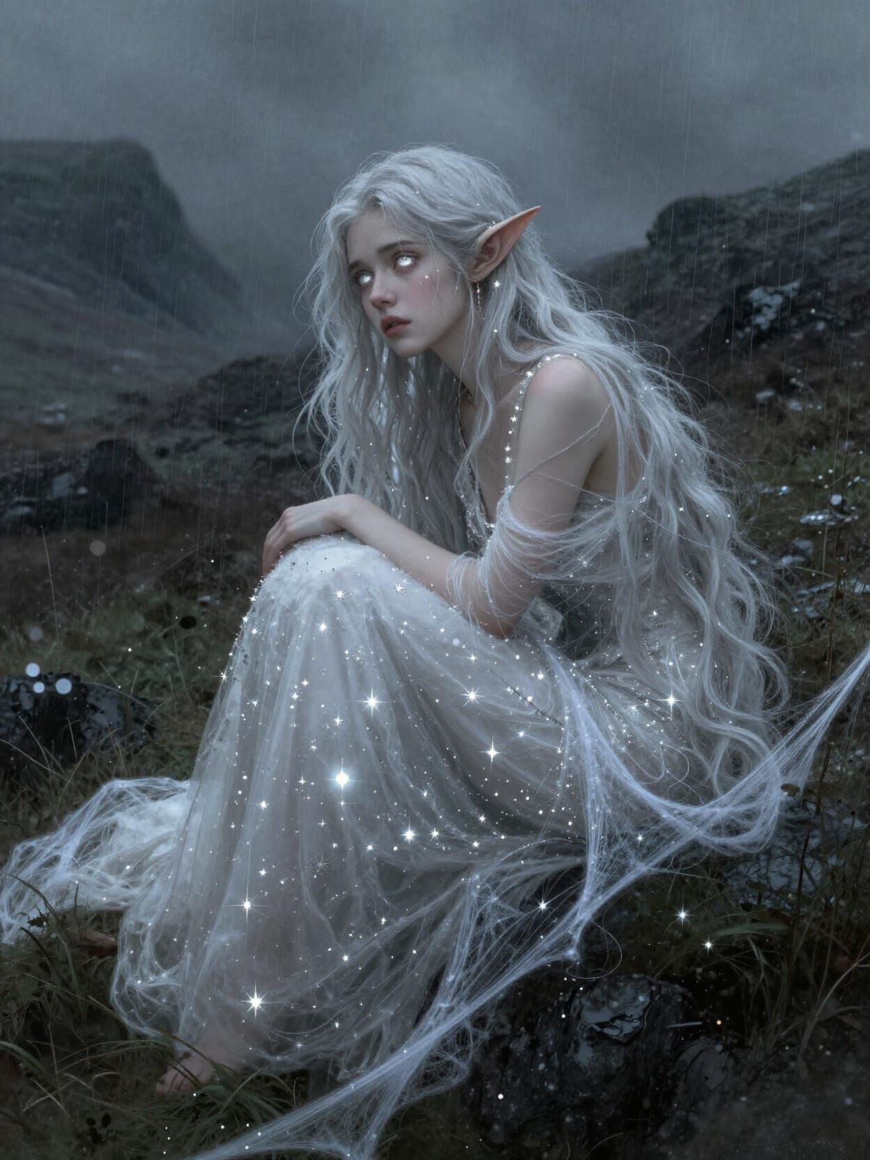 Melancholic Elf in Scottish Highlands - Gothic Fantasy Art