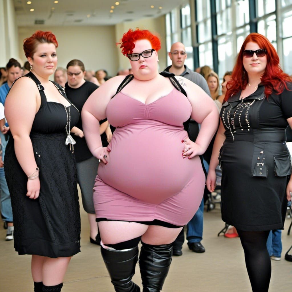 Plus Size Woman in Revealing Dress on Runway