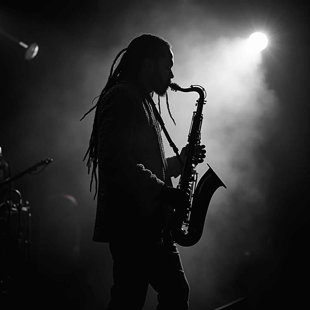 Saxophone Player in Smoky Jazz Club