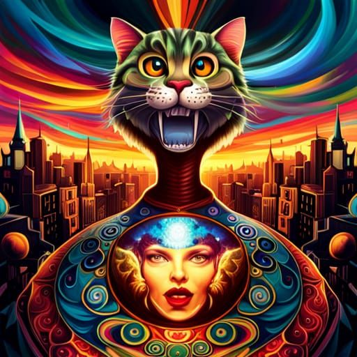 Elegant Cheshire Cat Digital Art in High Resolution