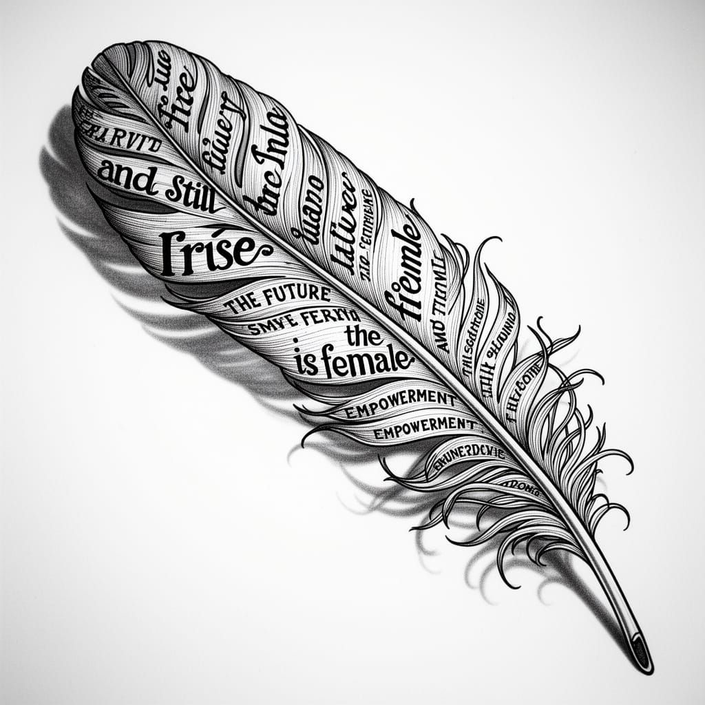 Vintage Feather Art Nouveau With Inspirational Text