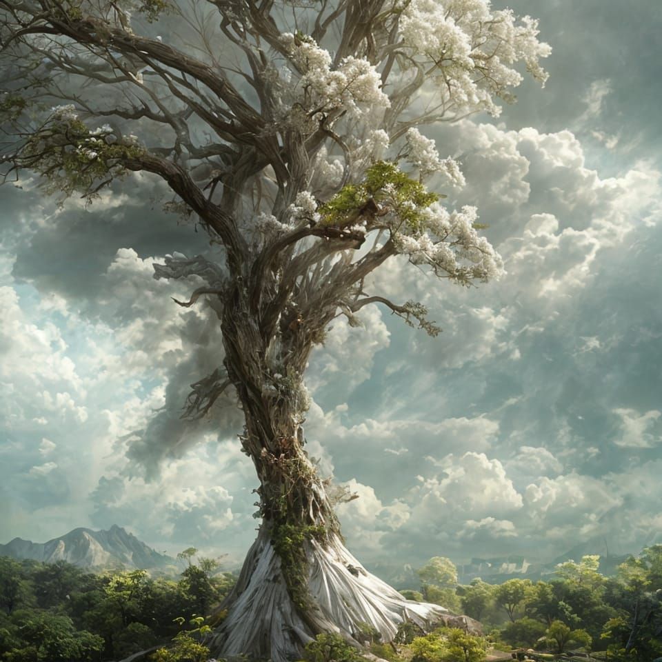 Ethereal Blossoming Tree: Fantasy Art