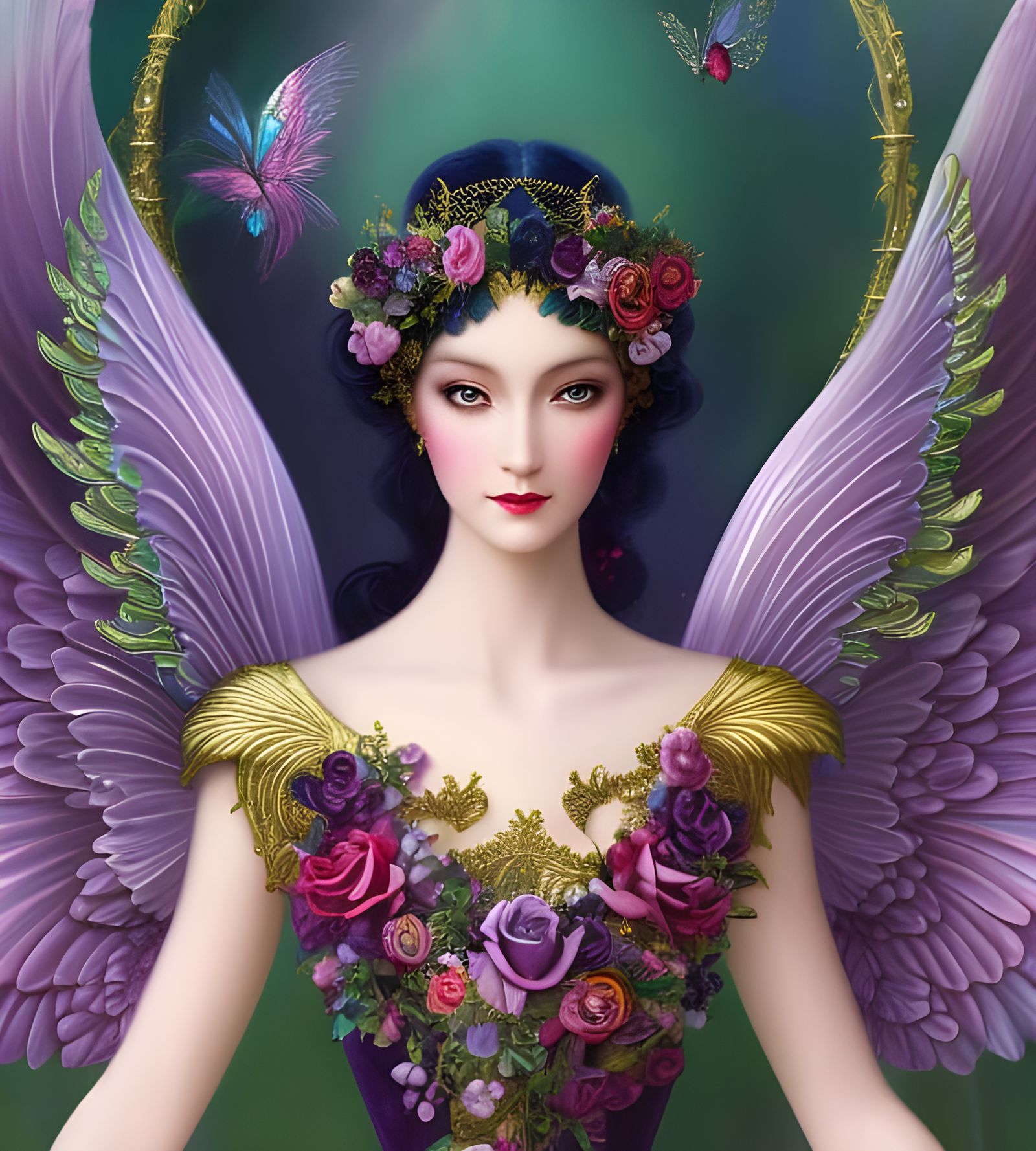 Magical Rose Fairy Portrait in Storybook Illustration Style