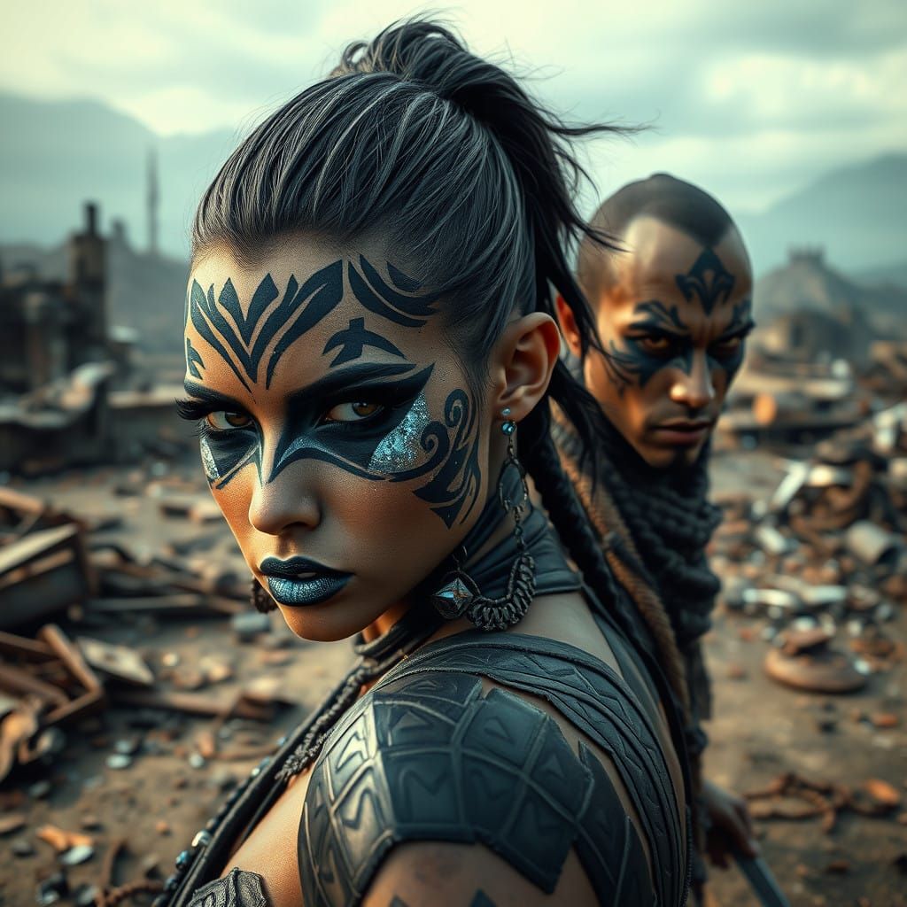 Fierce Feral Warriors in Post-Apocalyptic Ruins