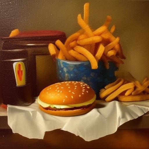 Fast food still life painting