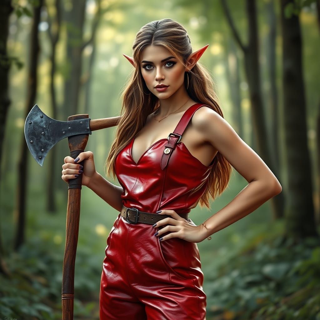 Elegant Elf Warrior Stands Proud in the Forest