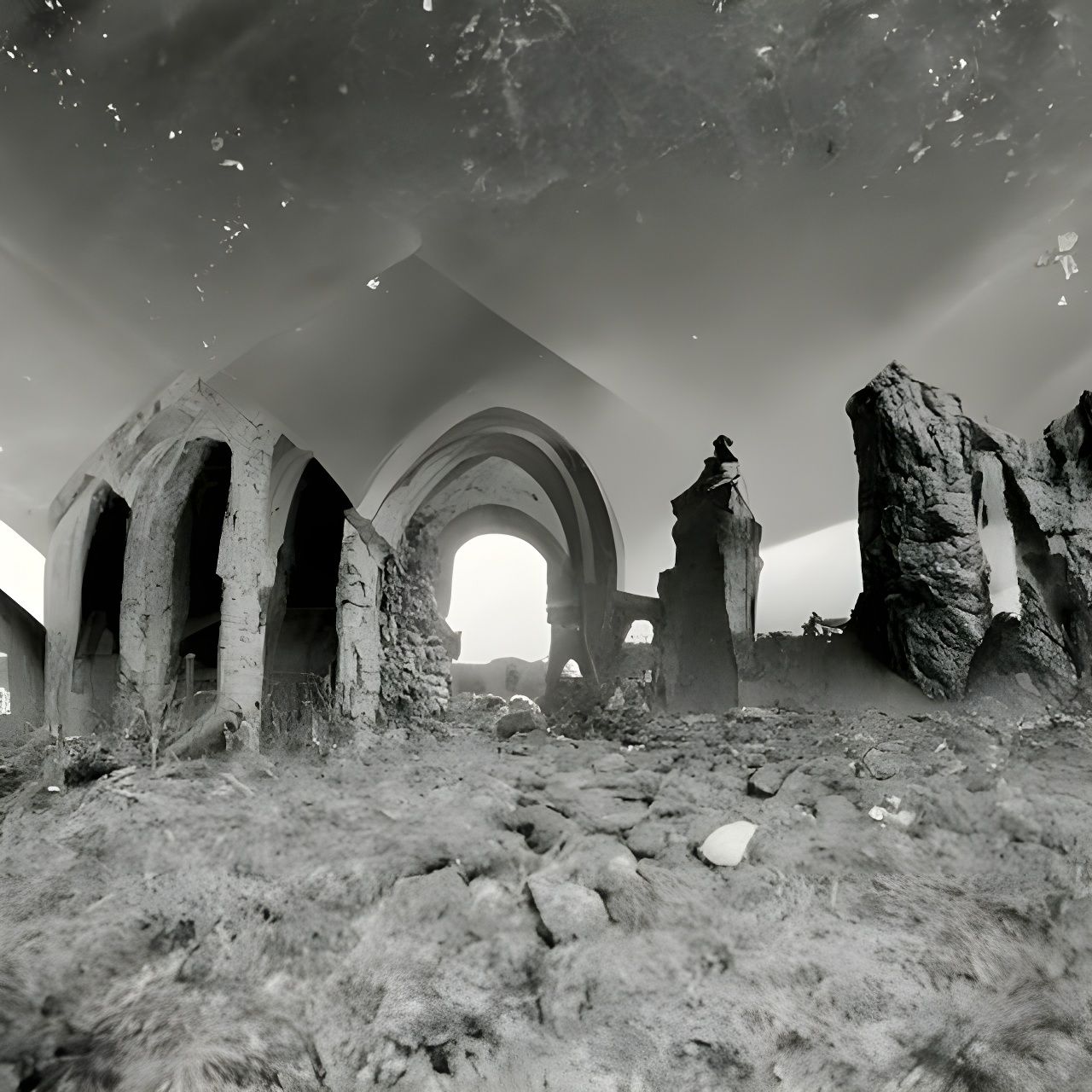 Irish Monastic Ruins in Black and White