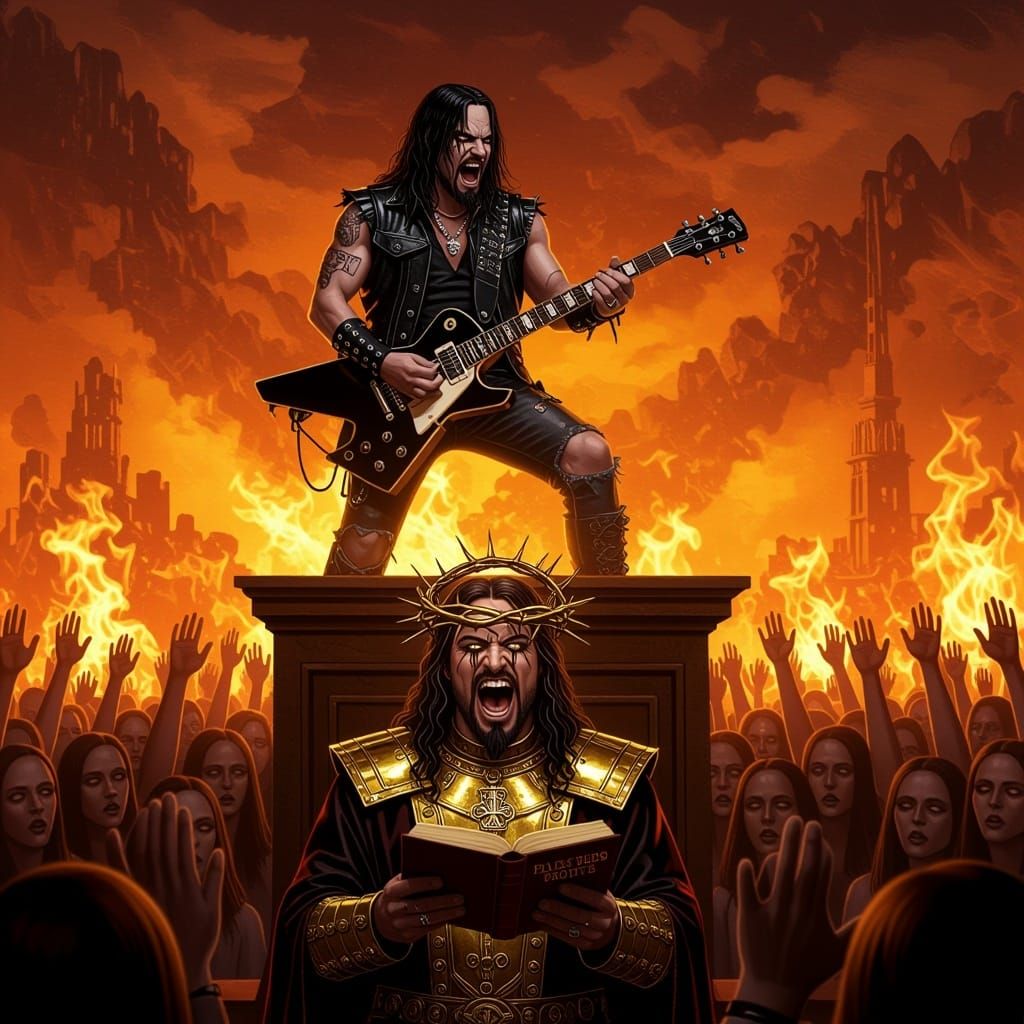 Thrash Metal Album Cover: Scathing Critique of False Prophet...